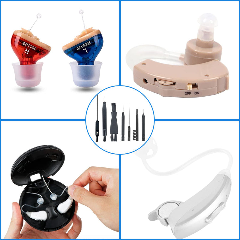 [Australia] - 8Pcs Hearing Aid Cleaning Kit Professional Hearing Amplifier Cleaning Fabric Multi-Functional Brushes with Plastic Box(Black) 