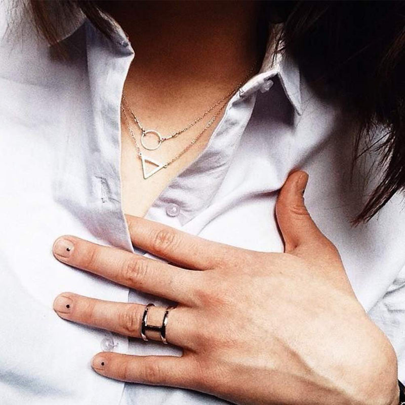 [Australia] - LANG XUAN Message Card Compass Pendant Necklace Friendship Starfish Good Luck Elephant Pendant Chain Necklace with Gift Card Silver Triangle 