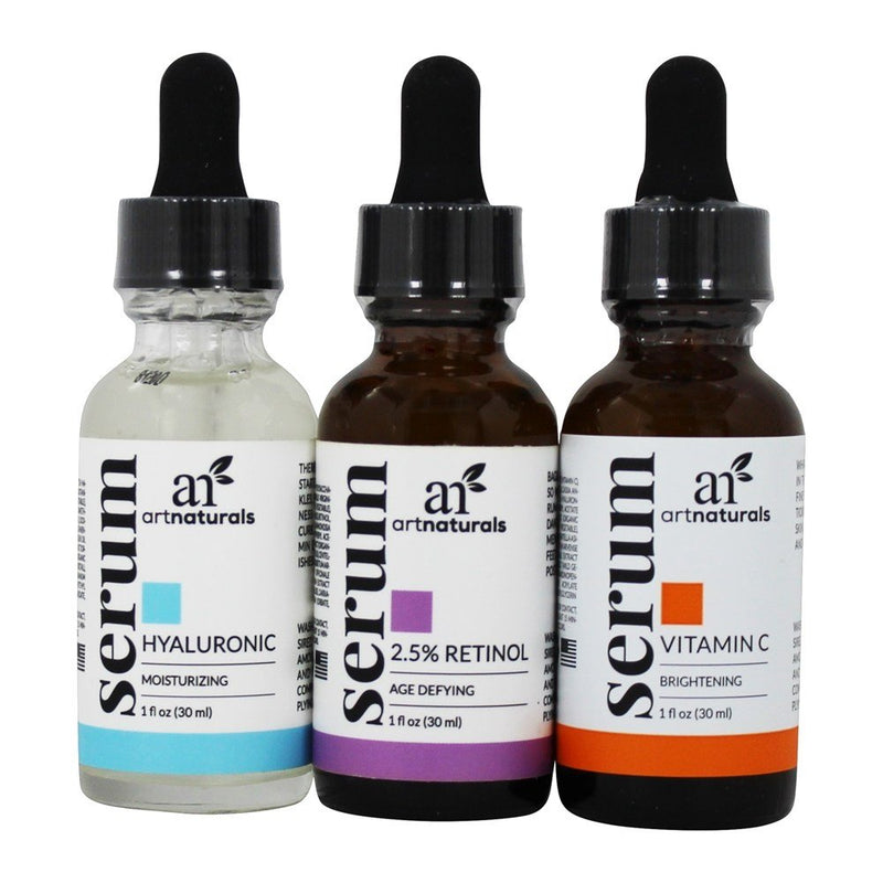 [Australia] - artnaturals Anti-Aging-Set with Vitamin-C Retinol and Hyaluronic-Acid - (3 x 1 Fl Oz / 30ml) Serum for Anti Wrinkle and Dark Circle Remover – All Natural and Moisturizing 