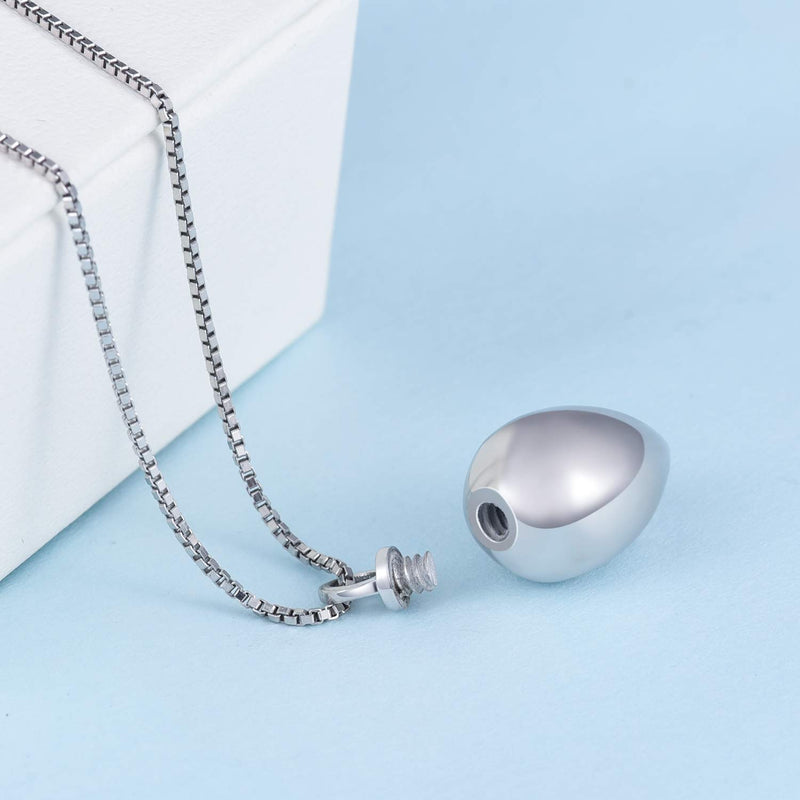 [Australia] - BEILIN Sterling Silver 925 Keepsake Urn Necklace - Always in My Heart Memorial Teardrop Cremation Jewelry for ashes 