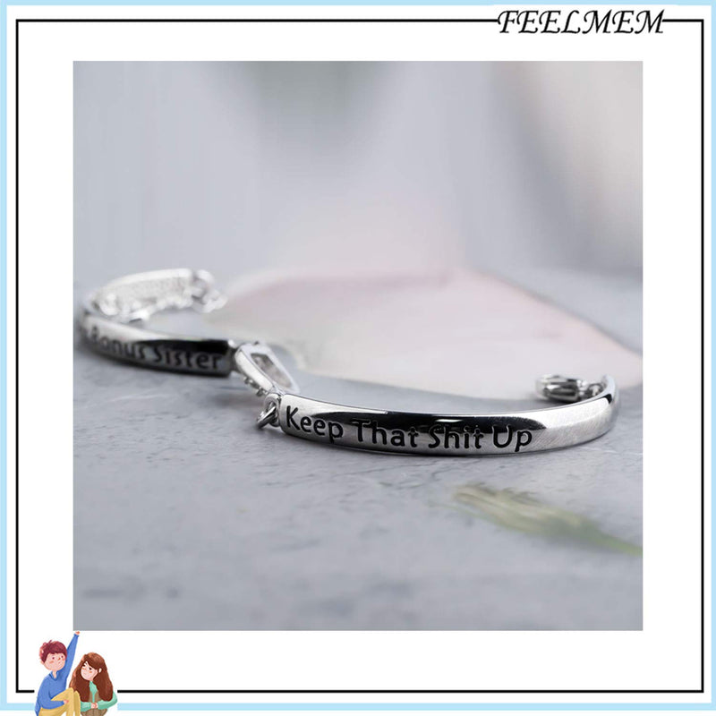 [Australia] - FEELMEM Sunflower Friendship Jewelry You are a Badass Bonus Sister Keep That Shit Up Bracelet BFF Gift Unbiological Sister Gift for Bonus Sister bonus sister-bracelet 