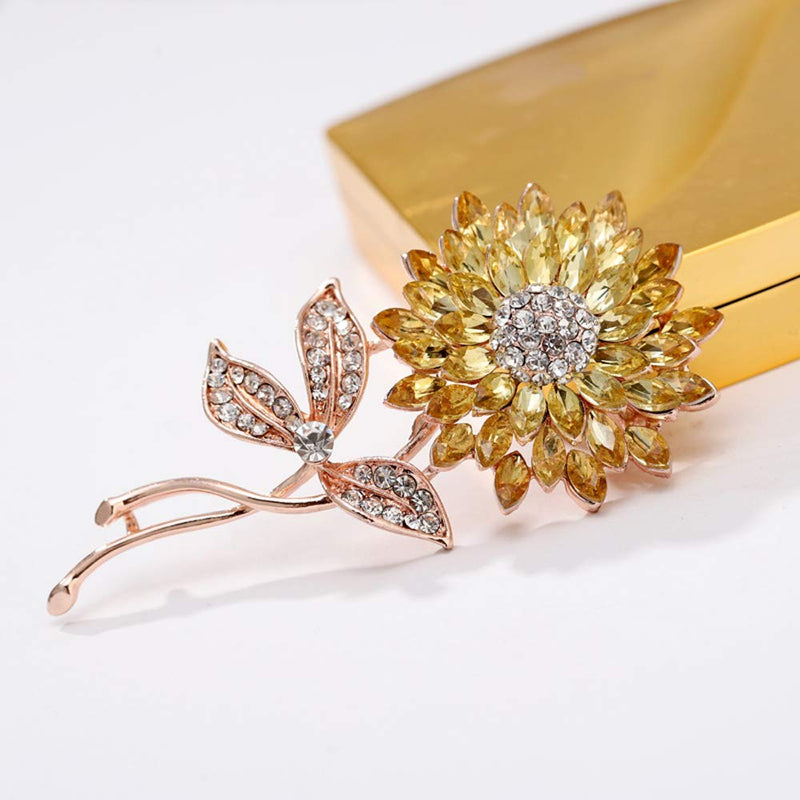 [Australia] - Bling Bling Sunflower Brooch Wedding Embellishment DIY Brooch Mother's Gift Gold 