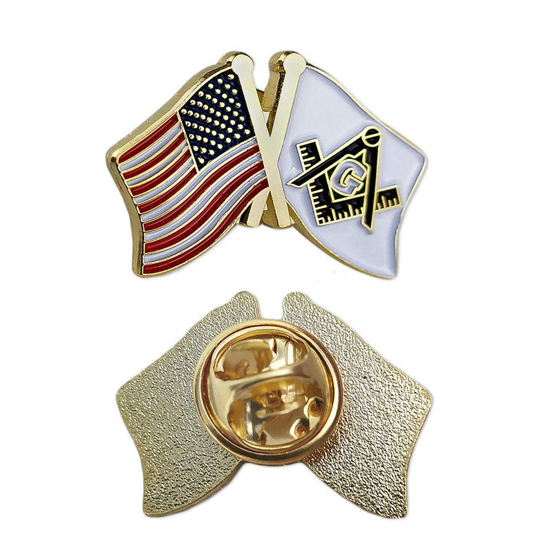 [Australia] - Masonic US Flag and Square & Compass Lapel Pins 
