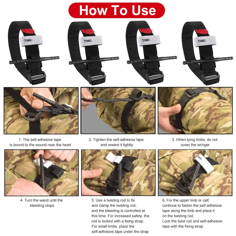[Australia] - Foreverup 4 Pack Tourniquet, Outdoor Emergency Tourniquet, Tactical Emergency Tourniquet Strap One-Handed Operation Tourniquet Medical First Aid Equipment for Military Outdoor Sports 