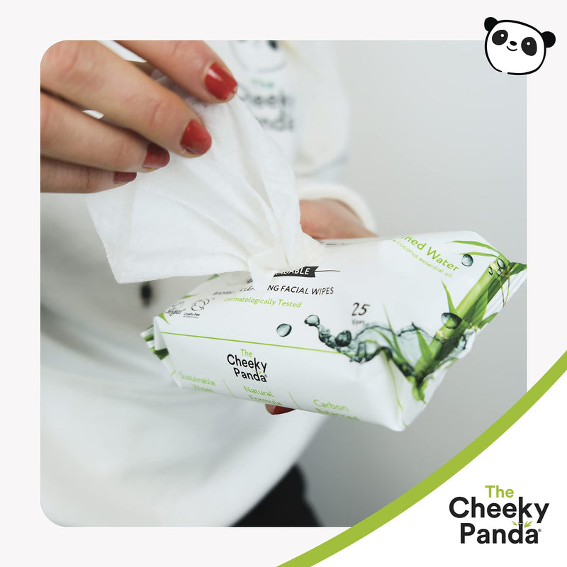 [Australia] - The Cheeky Panda – Facial Wipes, Coconut Scented | Pack of 25 Wipes | Make Up Remover, Hypoallergenic, Eco-Friendly, Super Soft, Kind to Skin & Sustainable 25 Count (Pack of 1) 