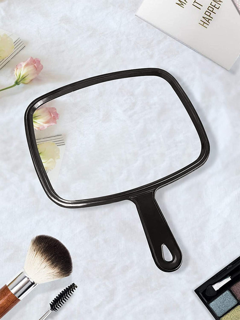 [Australia] - KOMUNJ Hand Held Mirror, Salon Hairdresser Hand Held Mirror, Black Handheld Hairdressing Mirror, Professional Hand Held Mirror Salon Barbers Hairdressers Paddle Mirror 