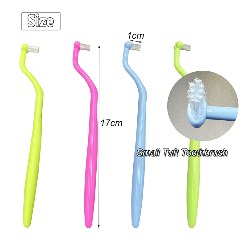 [Australia] - Orthodontic Toothbrush Small Tuft Toothbrush Tiny Compact Interspace Brush for Dental Implants, Braces and Teeth Detail Cleaning, 4 Pieces (4 Colors D) D-1 