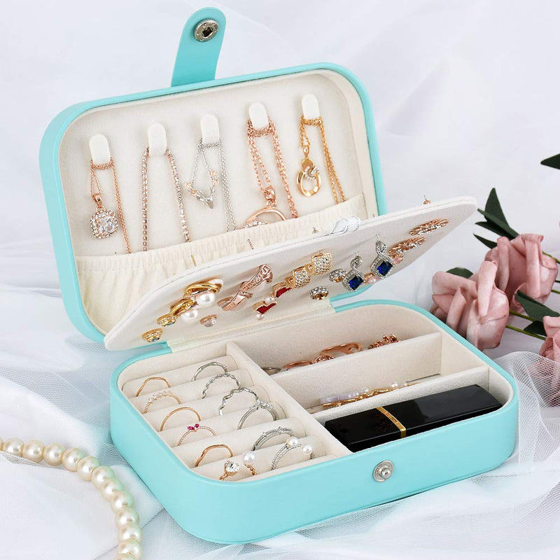 [Australia] - homchen Travel Jewelry Organiser Cases, Jewelry Storage Box for Necklace, Earrings, Rings, Bracelet (Box-Light Blue) Box-Light Blue 