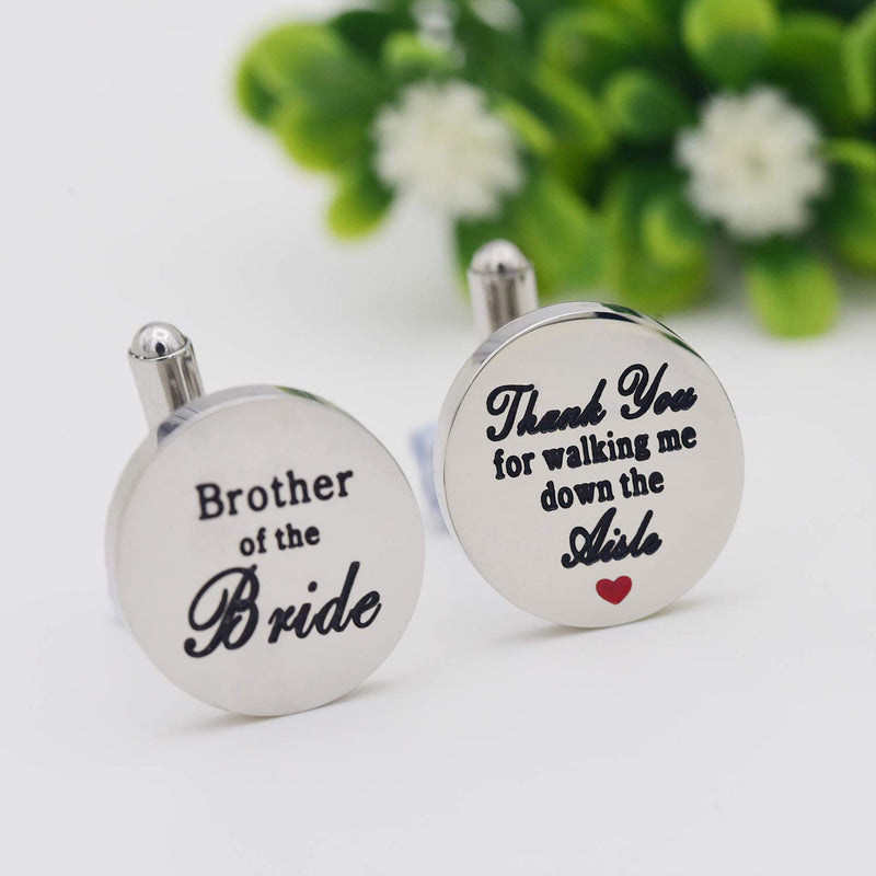 [Australia] - Melix Home Brother of The Bride Stainless-Steel Cufflinks Thank You for Walking Me Down The Aisle Cuff Links Brother Wedding Party Gifts Grey 