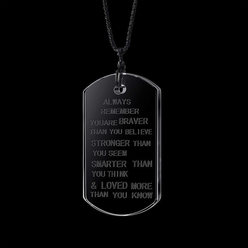 [Australia] - lauhonmin Always Remember You are Braver/Stronger/Smarter Than You Think Pendant Necklace Family Friend Gift Unisex Black Words Transparent Crystal 
