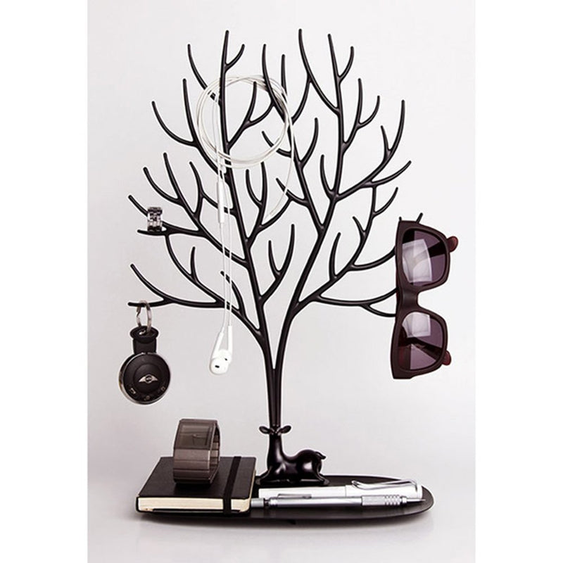 [Australia] - Jewellery Display/Stand/Holder- Sika Deer Tree Jewellery Holder Jewellery Organiser for Rings Necklace Birthday Gifts Xmas Jewellery Stand Rack Storage (L, Black) Large 