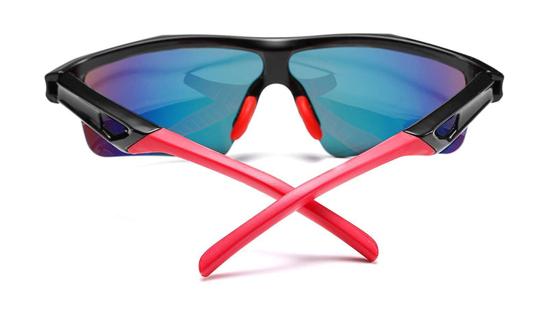 [Australia] - FEISEDY Kids Teens Sports Polarized Sunglasses TR90 Frame Boys Girls Cycling B2454 Black/Red 125 Millimeters 