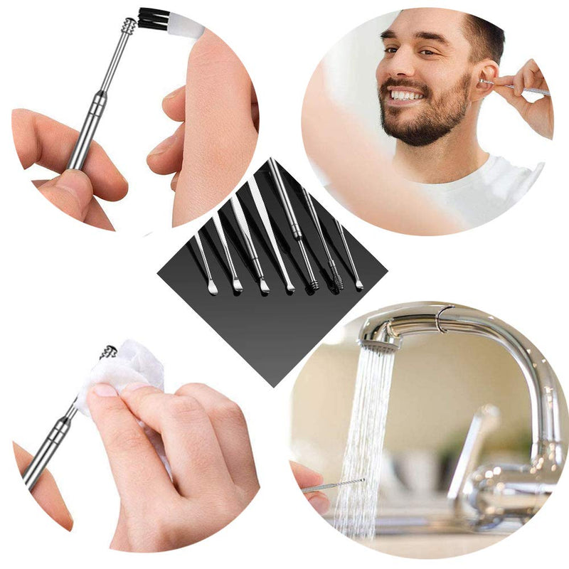 [Australia] - Ear Wax Removal Kit, 8 Pcs Ear Pick Earwax Removal Tool, Ear Cleansing Tool Set, Stainless Steel Ear Wax Remover with Storage Box, Reusable Ear Curette Wax Removal Set for Family & Adults 8 Piece Set 