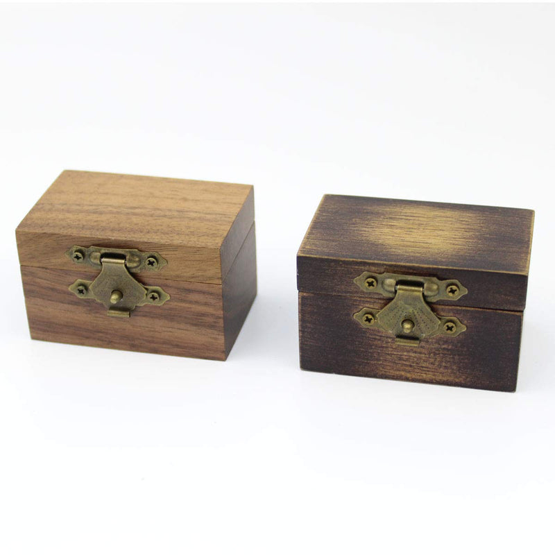 [Australia] - Rustic Wooden Walnut Engagement Ring Box, Solid Wood Ring Box for Proposal Wedding Ring Storage 