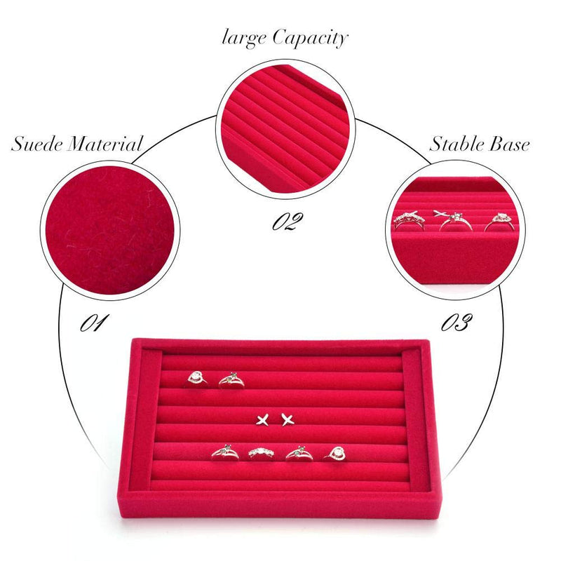 [Australia] - Yosoo Jewelry Ring Earrings Display Box Cufflinks Storage Tray Case Holder Organizer (Rose) Rose 