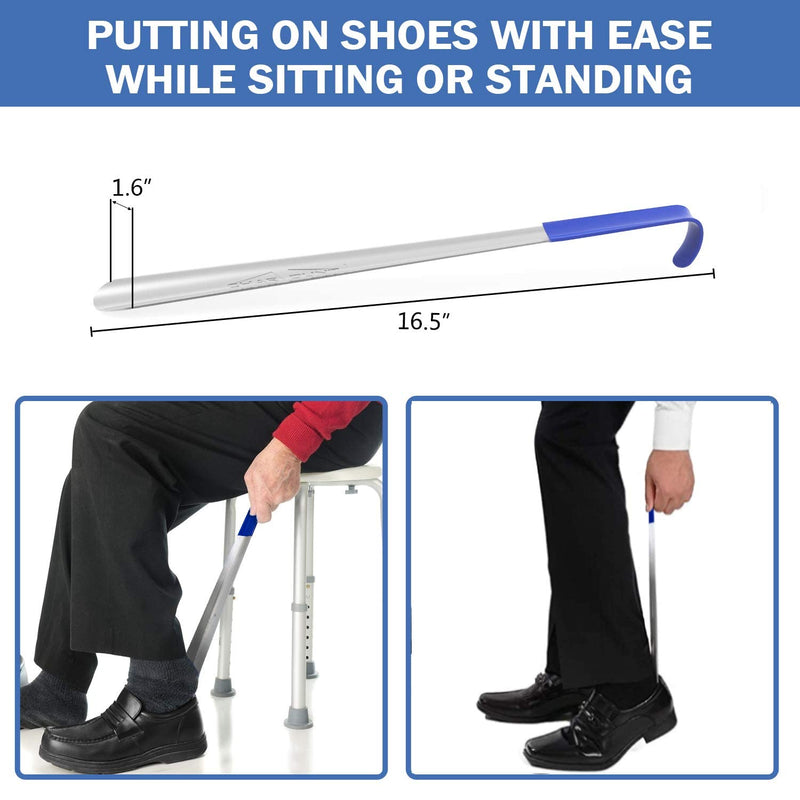 [Australia] - CHARMOUNT Metal Shoe Horn, 16.5” Long Handled Shoe Horn for Seniors, Men, Women, Kids, Heavyduty Shoehorn, Shoe Spoon/Boot Horn (1.7MM Thick) 