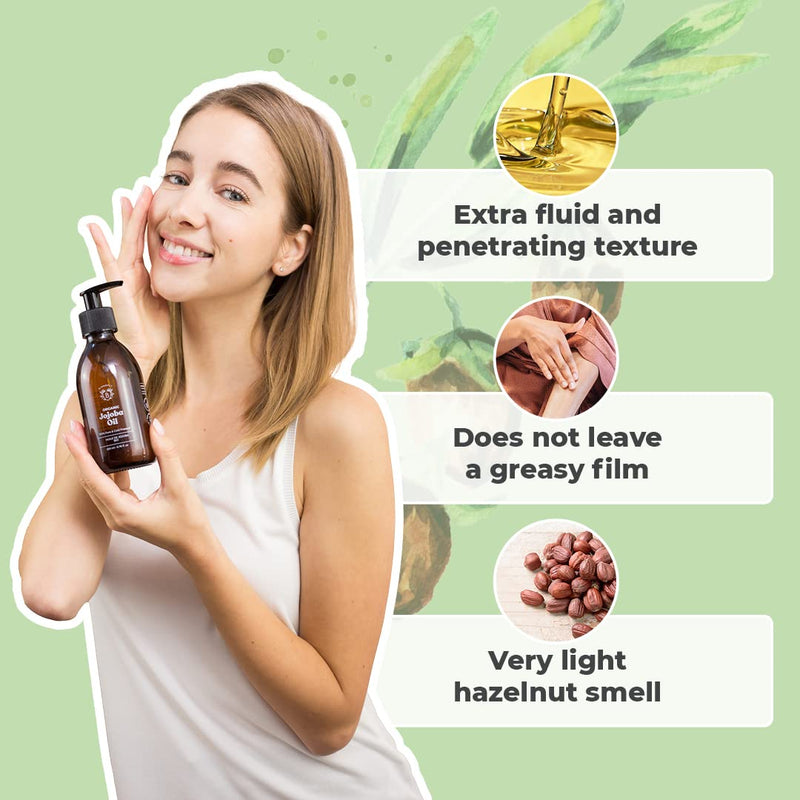 [Australia] - ORGANIC JOJOBA OIL | 100% Pure, Natural & Cold Pressed | Face, Body, Hair, Beard, Nails | Vegan & Cruelty Free | Glass Bottle + Pump (200ml) 200ml 