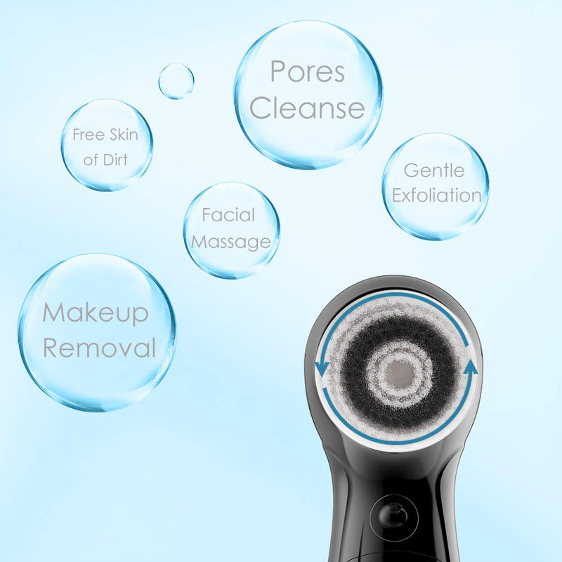 [Australia] - TOUCHBeauty Facial Cleansing Brush for Men Face Scrubber with Advanced PBT Bristles Spin Brush & Stand,Facial Cleansing System Designed for Men |Dual speed, Waterproof, Battery Powered TB-0759M Black 