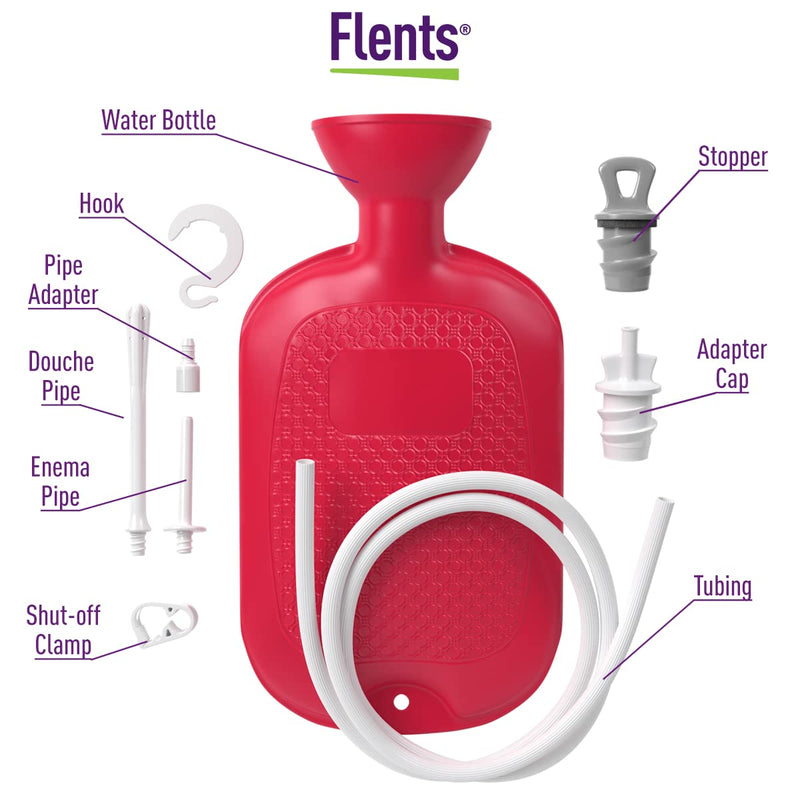 [Australia] - Flents Douche and Enema Combination Kit for Men and Women, Large Capacity, Multipurpose Cleaning System, Made with Comfortable Material, Red (1.66 L) 1.66 Liter 