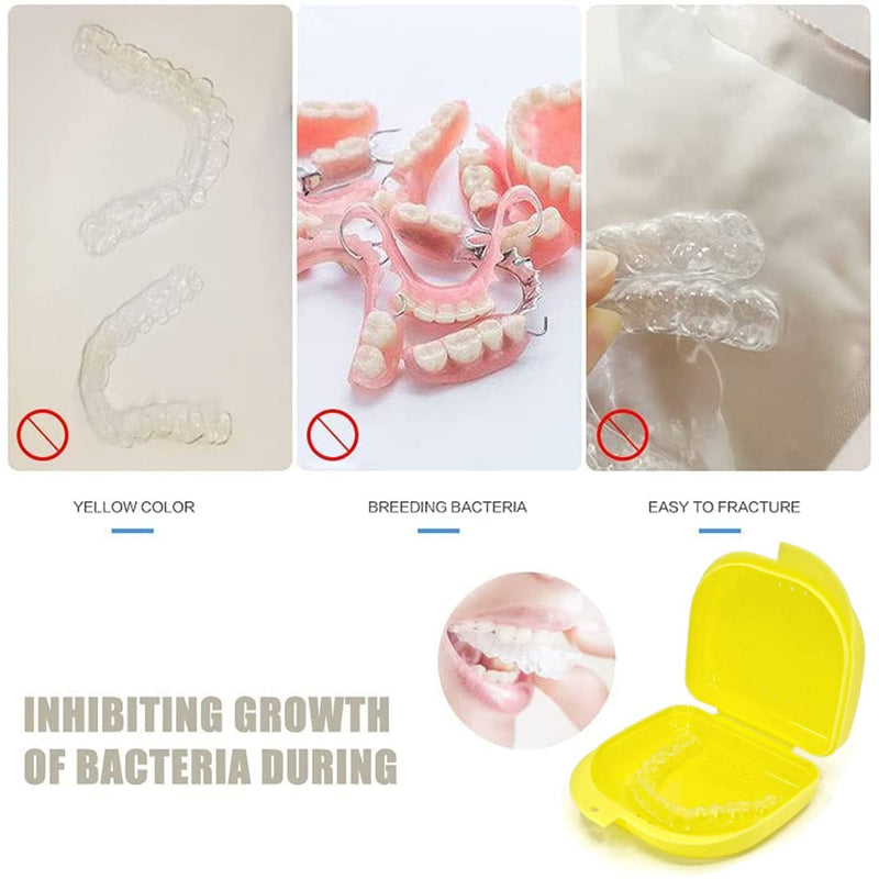 [Australia] - AidShunn Retainer Box Denture Cleaner Invisalign Case Teeth Retainers Denture Bath Slim Orthodontic Dental Case for Bleaching Trays,Mouth, Guard, Brace, Ear Plugs, Chewies Invisalign Yellow 
