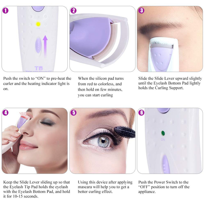 [Australia] - TOUCHBeauty Professional Heated Eyelash Curler with Silicone Refill Pad Curling Tool for Women Long Lasting Naturally Eyelashes TB-2003 Purple 