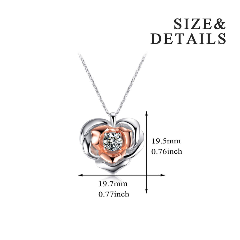 [Australia] - LUHE Sterling Silver Rose Flower, Heartbeat, Double Hearts, Celtic Necklace for Mom Girlfriend Wife Sisters heart shaped rose flower necklace 