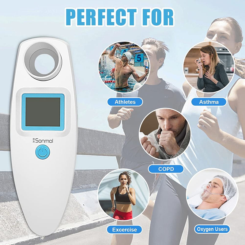 [Australia] - Digital Peak Flow Meter Spirometer Asthma for Adult Kids Portable PEF Forced Expiratory Volume FEV1 Home Medical 
