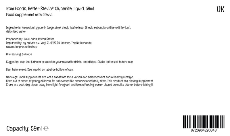 [Australia] - Now Foods, BetterStevia Glycerite, Liquid Stevia Leaf Extract, Vegan Sugar Substitute, 60ml, Lab-Tested, Vegetarian, Soy free, Gluten free, Vegetarian, Non-GMO 