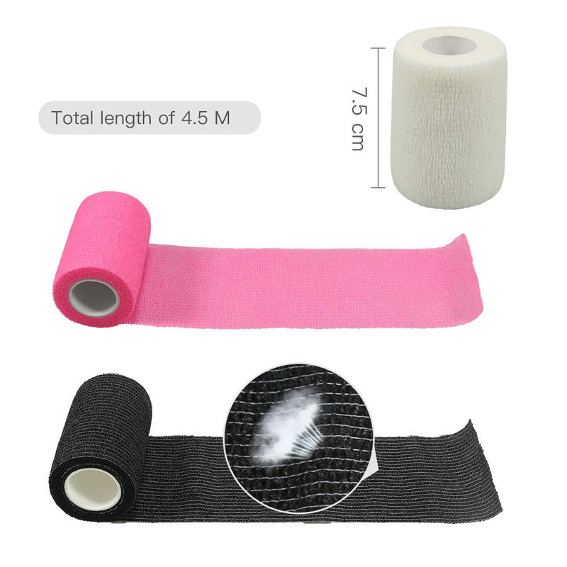 [Australia] - GooGou Self Adherent Wrap Bandages Self Adhering Cohesive Tape Elastic Athletic Sports Tape for Sports Sprain Swelling and Soreness on Wrist and Ankle 6PCS 3 in X 14.7 ft (Black) Black 