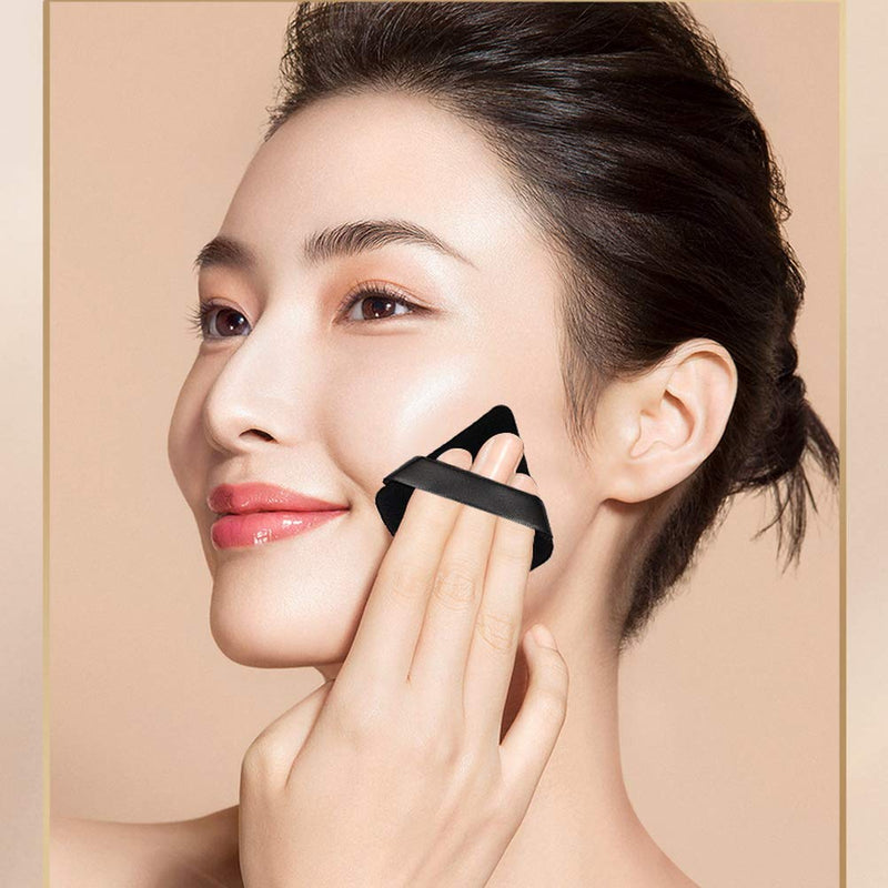 [Australia] - Pimoys 6 Pieces Pure Cotton Powder Puff Face Soft Sponge Triangle Cosmetic Makeup Tool with Strap for Contouring, Under Eyes and Corners 