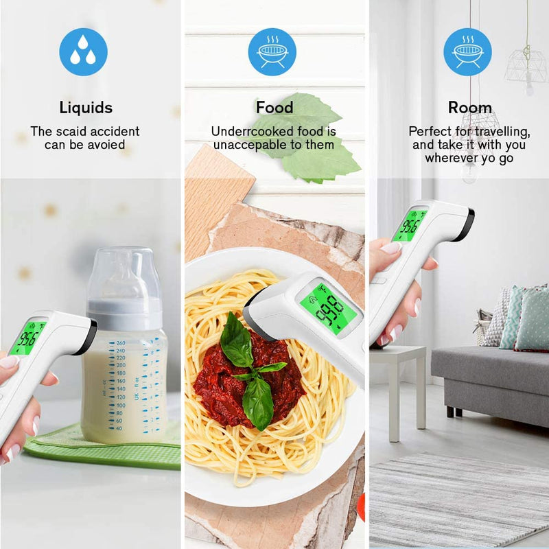 [Australia] - Forehead Thermometer, Baby and Adults Thermometer with Fever Alarm, LCD Display and Memory Function, Ideal for Whole Family (White) White 
