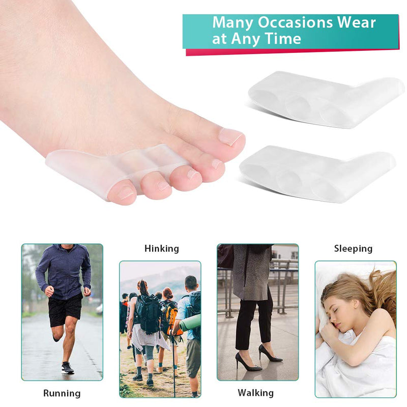 [Australia] - 2 Pairs Toe Separator Silica Gel Protect Toes Bursitis Protector Silicone 3 Hole Overlapping Small Toe Protective Cover For Toes Straightener Corrector Pain Relief 