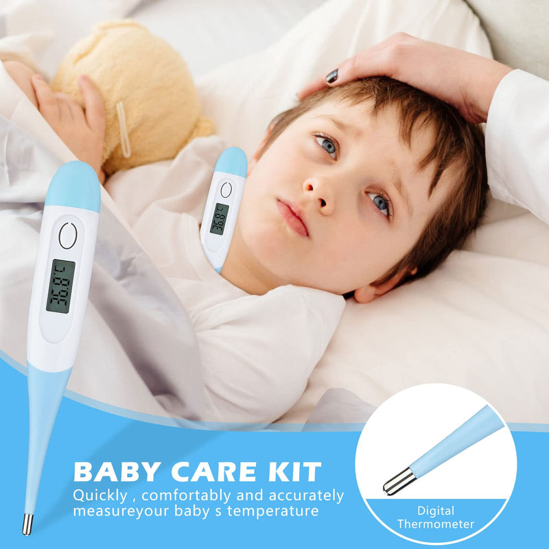 [Australia] - Baby Grooming Kit, 10 Pcs Newborn Healthcare Accessories, Portable Baby Essentials Set with Hair Brush Comb Nail Clipper Thermometer for Nursery Infant Girls Boys Blue 