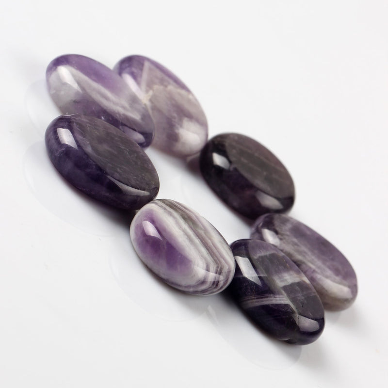 [Australia] - Natural Assorted 7pieces/lot Palm Stone Crystal Quartz Reiki Healing Chakra Free Pouch (Amethyst) Amethyst 