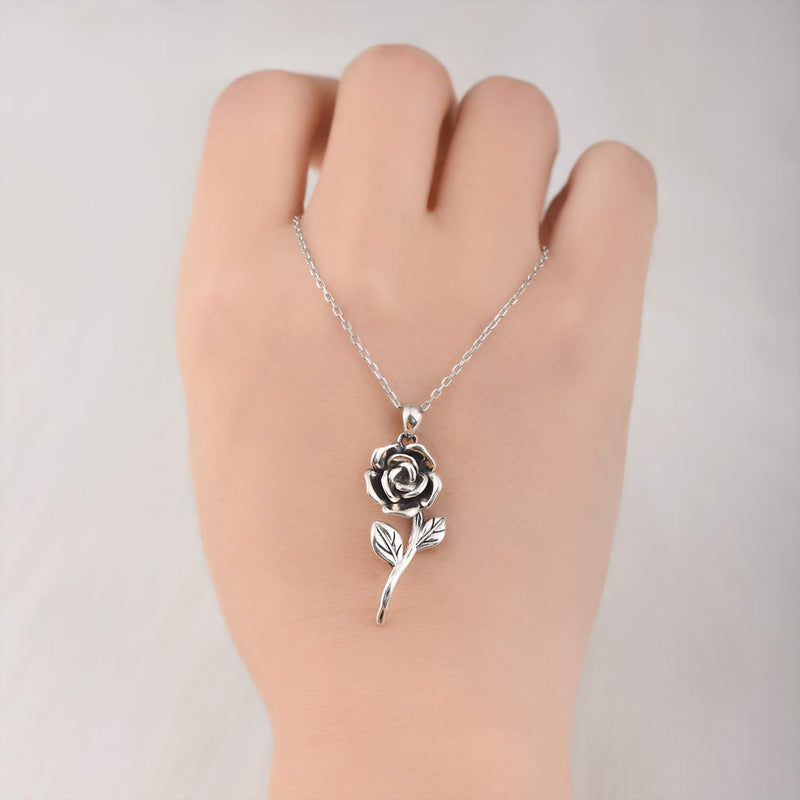 [Australia] - BEILIN 925 Sterling Silver Rose Flower Necklace Ring Jewelry Gift for Women her 