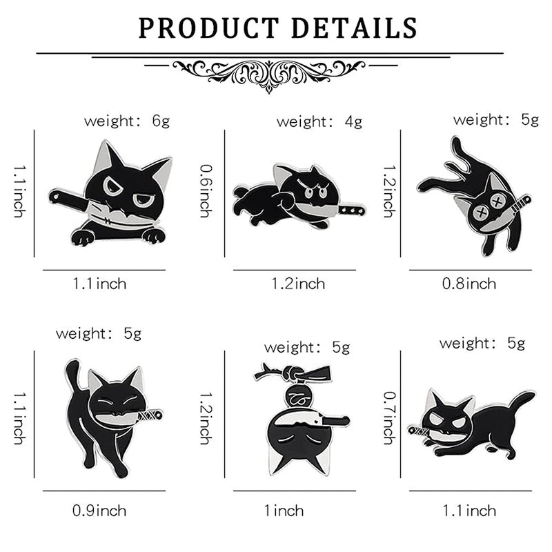 [Australia] - Enamel Brooch Pins Set Space Cat Various Animals Lapel Pins Accessory for Backpacks Badges Hats Bags for Women Girls Kids BlackCats 