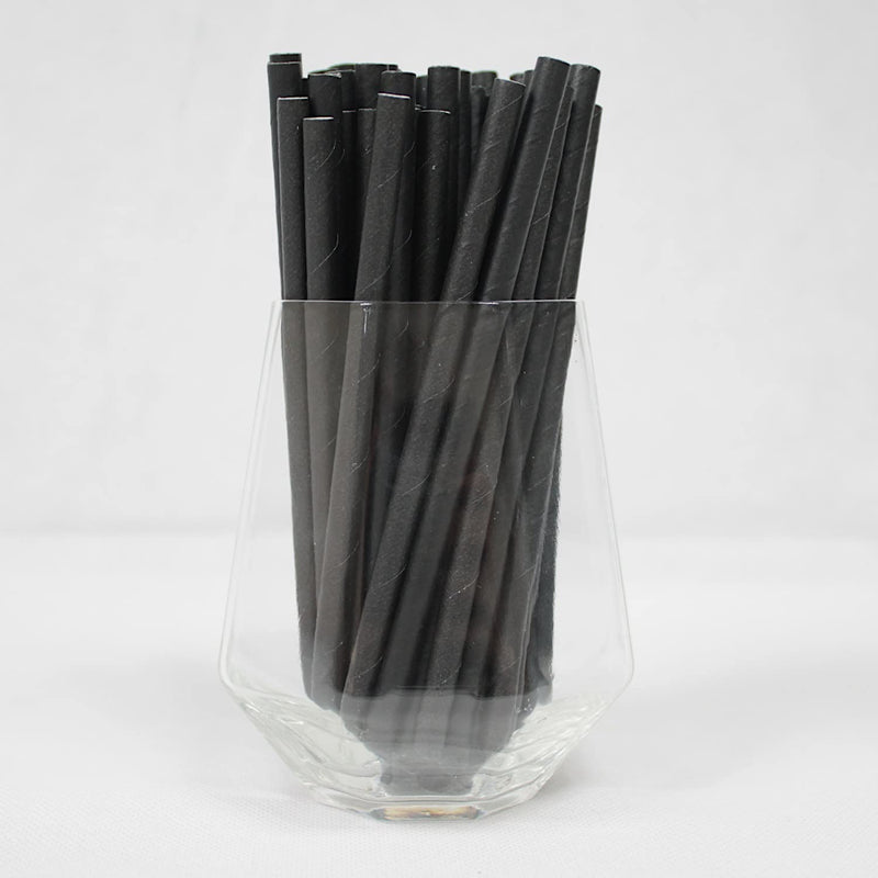 [Australia] - Black Cocktail Straws (6mm x 140mm) - Pack Size 500 - Made in Britain - Biodegradable Paper Straws/Eco-Friendly/Highly Durable/Food Safe 