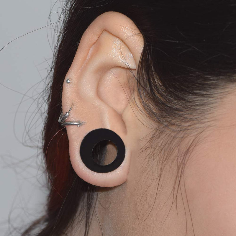 [Australia] - Stuppendux 1 Pair/3Pairs Black/White/Transparent Soft Silicone Flexible Ear Skin Tunnels Plugs Expanders Gauges Hollow Body Piercing 2G-3/4 Black,GAUGE=00G(10MM) 