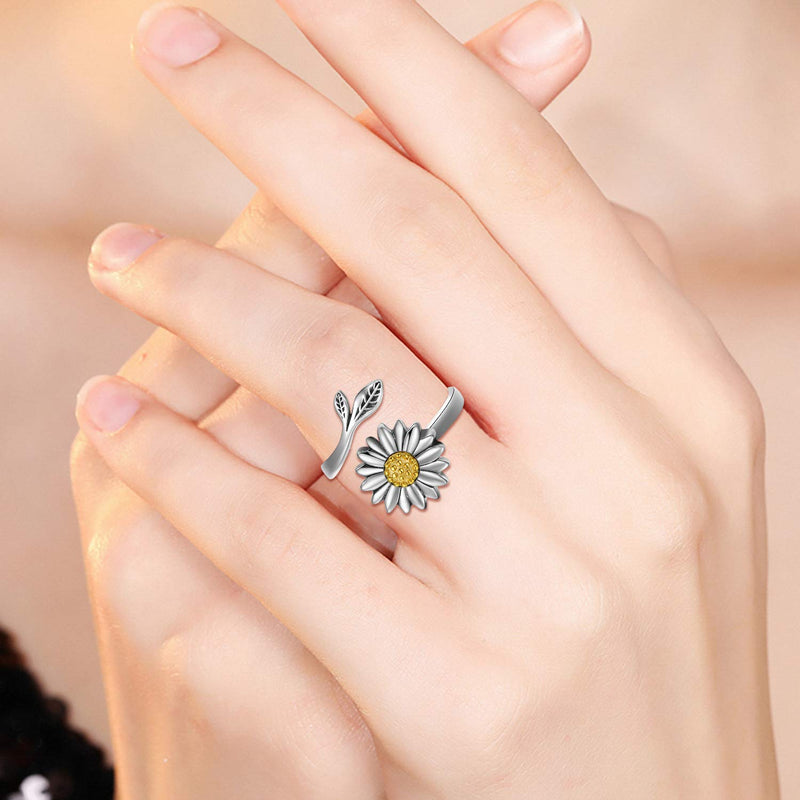 [Australia] - Sunflower Cremation Ring for Ashes 925 Sterling Silver Daisy Urn Ring Jewelry Keepsake Hair Memorial Locket for Women Mom 6 