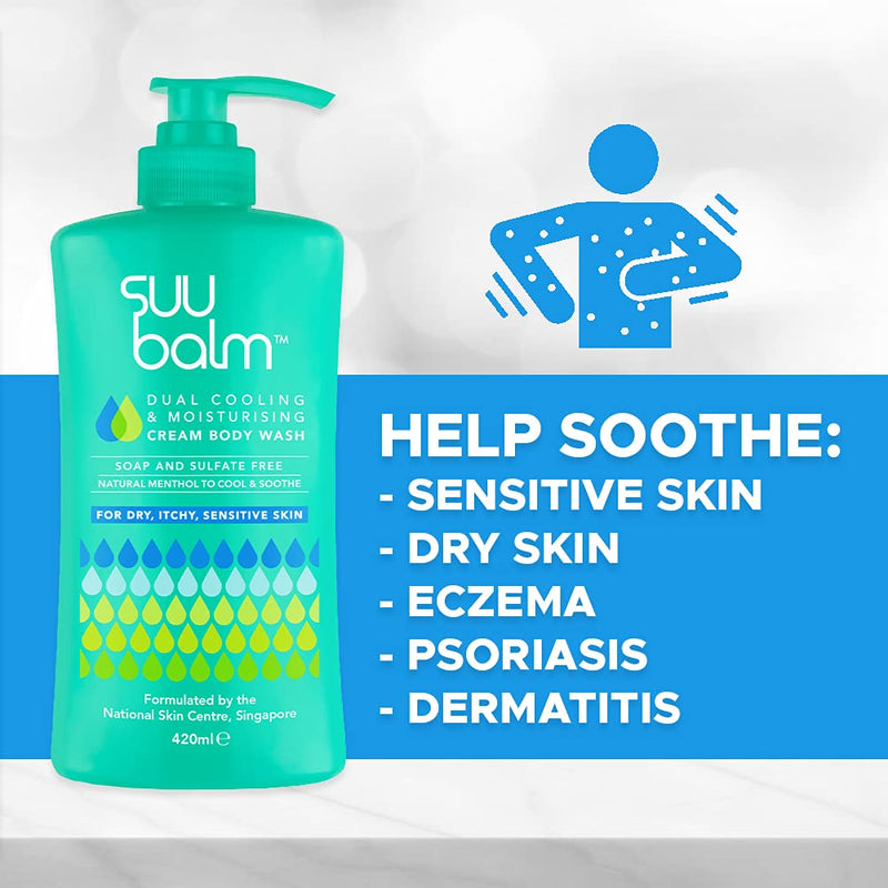 [Australia] - Suu Balm - Cooling & Itch Relief Menthol Moisturising Cream Body Wash - Eczema, Psoriasis, Dry, Sensitive Skin Treatment (420ml)‚Ä¶ 420ml 