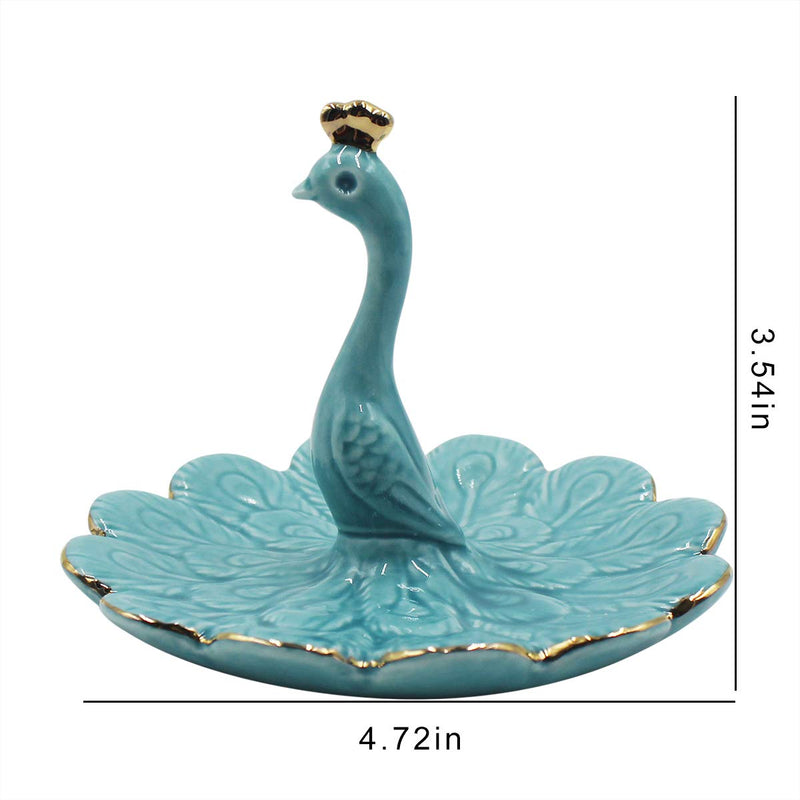 [Australia] - mossty Peacock Jewelry Tray Bathroom Ring Holder Porcelain Trinket Organizer Earrings Storage Case Gift for Birthday Christmas Wedding 
