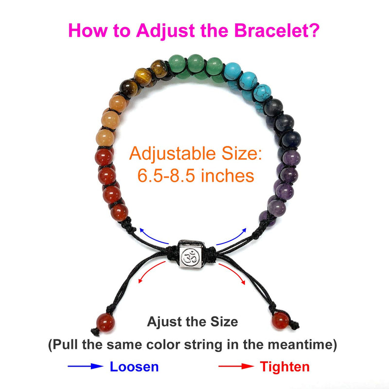 [Australia] - JSDDE 7 Chakra Healing Crystals Bracelet Womens Reiki Stone Rope Braided Gemstone Bracelet for Yoga Meditation Anxiety Relief 