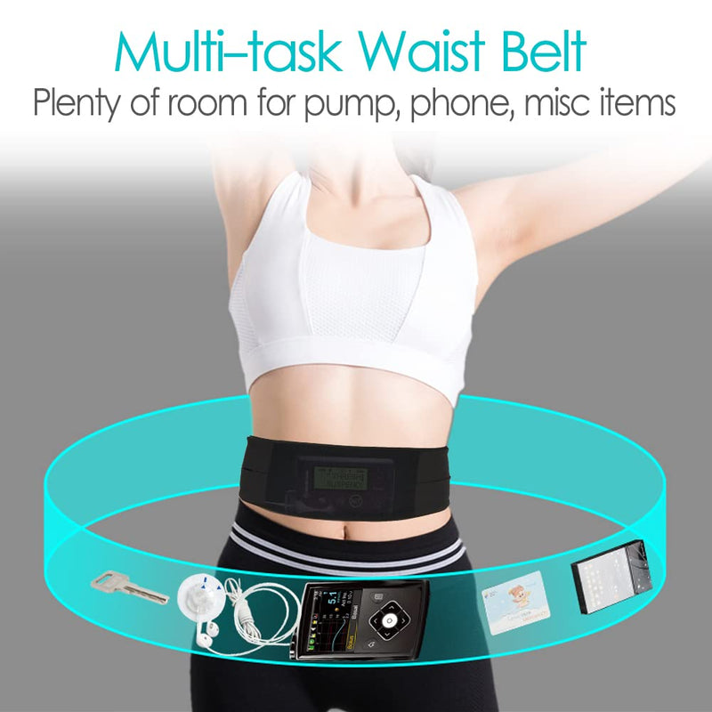 [Australia] - DiaBelt Insulin Pump Belt with Mesh Pouch for Easy Viewing Operation, Diabetic T1D Medical Holder Accessories Waist Band with Slits for Tubing Epipen Men Women Adult Black Medium (Pack of 1) 