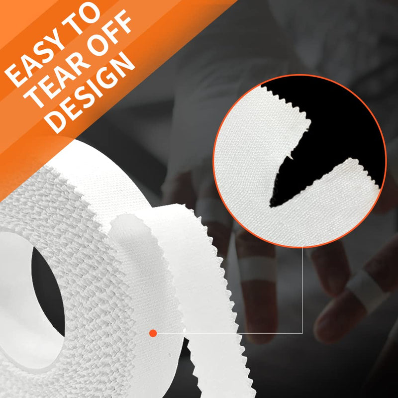 [Australia] - White Athletic Tape (6 Pack 0.5" 10 Yards) - Finger Tape - Medical Tape - Foot Tape - No Sticky Residue & Easy to Tear - for Rock Climbing, Jiu-Jitsu, Grappling, Martial Arts, Hockey Stick, Lifters 0.5 Inch (Pack of 6) 