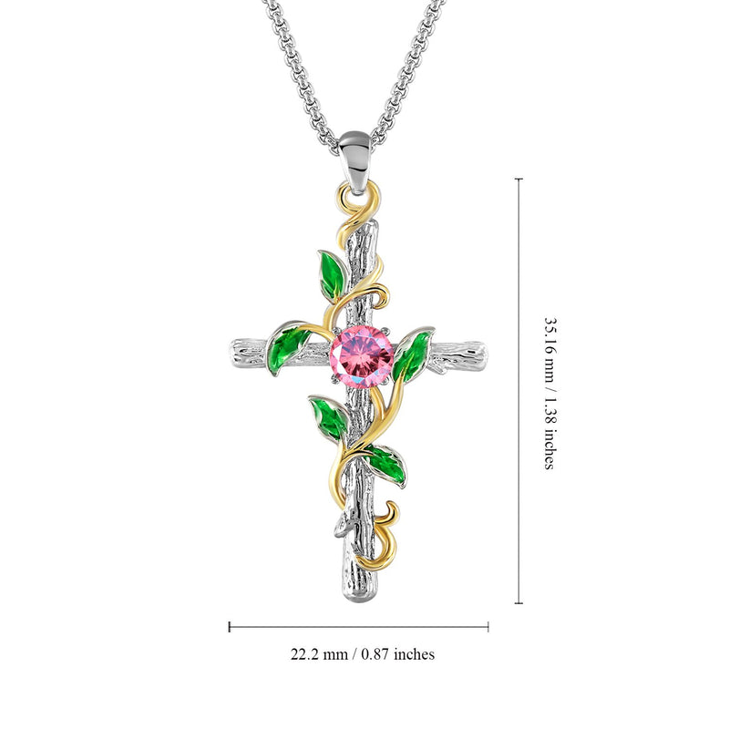 [Australia] - GEORGE · SMITH 14K White Gold Plated Cross Necklace for Women-Dainty Rose Flower Crucifix Pendant Necklace Birthday Jewelry Gifts, 18-20 Inches Link Chain White Gold Cross Necklace 