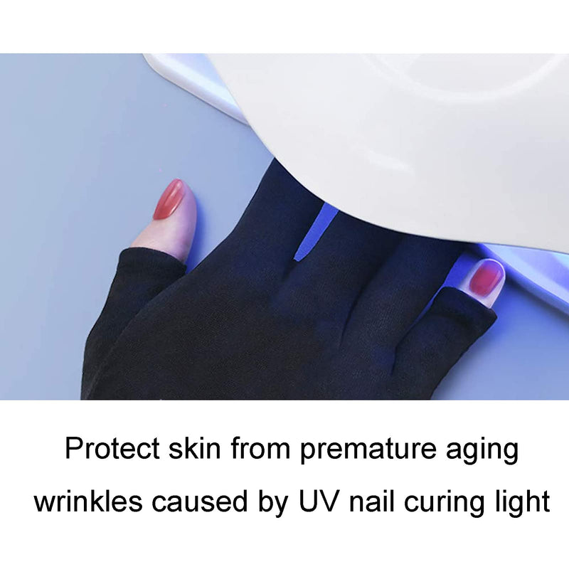 [Australia] - LED Nail Art Curing Lamp Protection Glove Nail Art Skin Care Glove for Gel Nail Lamp for Manicures for Harm, Sunburn, Home Outdoor Use(black) Black 