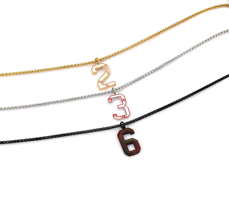 [Australia] - QeenseKc Inspiration Lucky Number 9 Necklace Personalized Baseball Jersey Initial Stainless SteelPendant Jewelry for Sports Fan Gift 3mm Keel Link Chain Black 7 