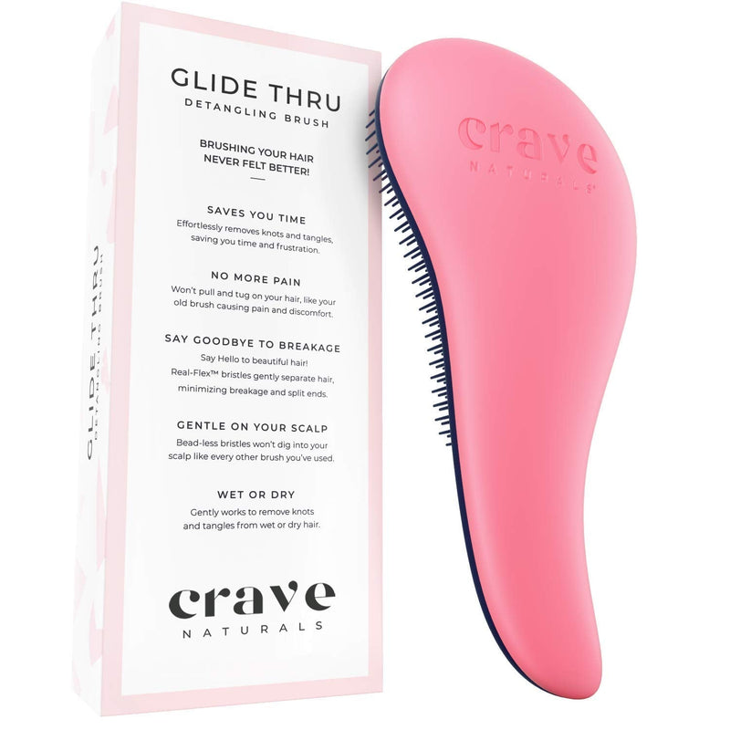 [Australia] - Detangling Brush - Glide Thru Detangler Hair Comb or Brush - No More Tangle - Adults & Kids - Pink 