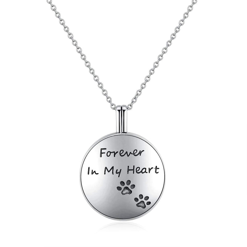 [Australia] - JUSTKIDSTOY S925 Sterling Silver Paw Urn Pendant Necklace for Pet Cat Dog Ashes Cremation Locket Keepsake Memorial Urn Necklace. Black Paw Urn 