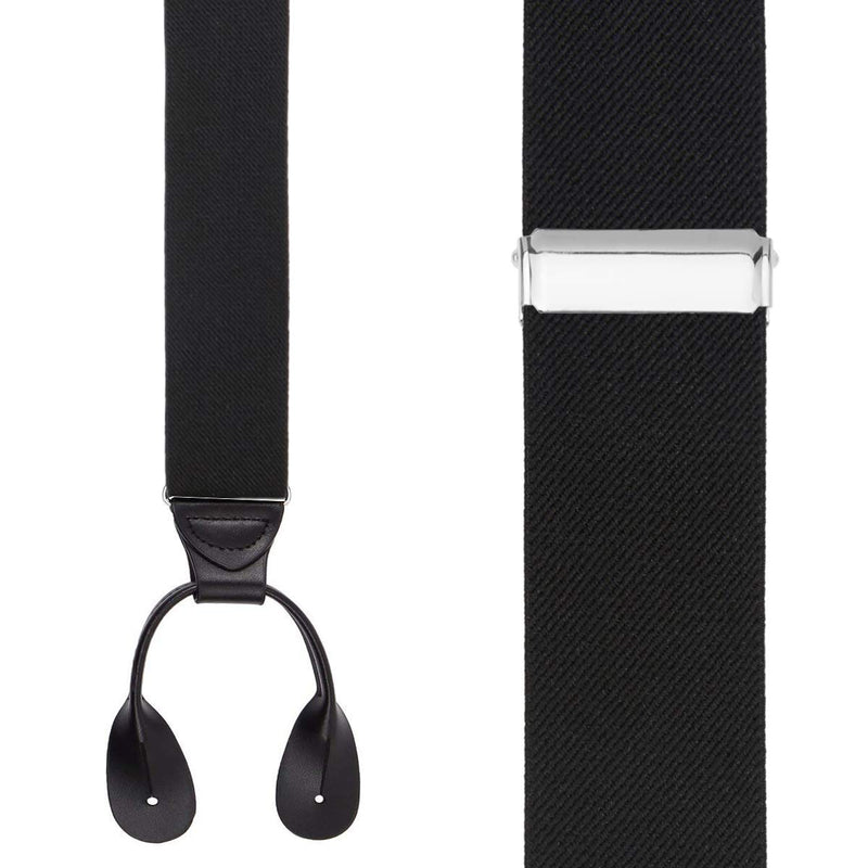 [Australia] - Mens Button End Suspenders 49 Inch Y-Back Adjustable Elastic Tuxedo Suspenders by Grade Code Black-2 